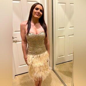Jovani Beaded Feather Cocktail Dress — Excellent Condition